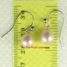 Load image into Gallery viewer, 14K White Gold Pink Pearl Fish Hook Dangle Earrings