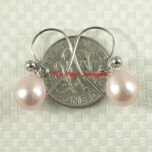 Load image into Gallery viewer, 14K White Gold Pink Pearl Fish Hook Dangle Earrings