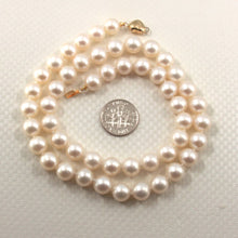 Load image into Gallery viewer, White Cultured Pearl Hand-Knotted Necklace with 14K Yellow Gold Heart Clasp