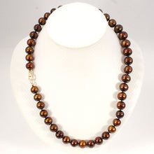 Load image into Gallery viewer, Chocolate Freshwater Cultured Pearl Necklace with 14K Yellow Gold Clasp