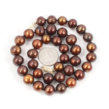 Load image into Gallery viewer, Chocolate Freshwater Cultured Pearl Necklace with 14K Yellow Gold Clasp