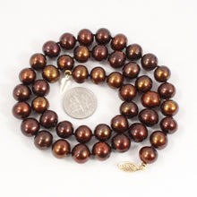 Load image into Gallery viewer, Chocolate Freshwater Cultured Pearl Necklace with 14K Yellow Gold Clasp
