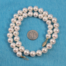 Load image into Gallery viewer, White Freshwater Pearl Hand-Knotted Necklace with 14K Yellow Gold Clasp (16&quot;)