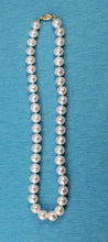 Load image into Gallery viewer, White Freshwater Pearl Hand-Knotted Necklace with 14K Yellow Gold Clasp (16&quot;)