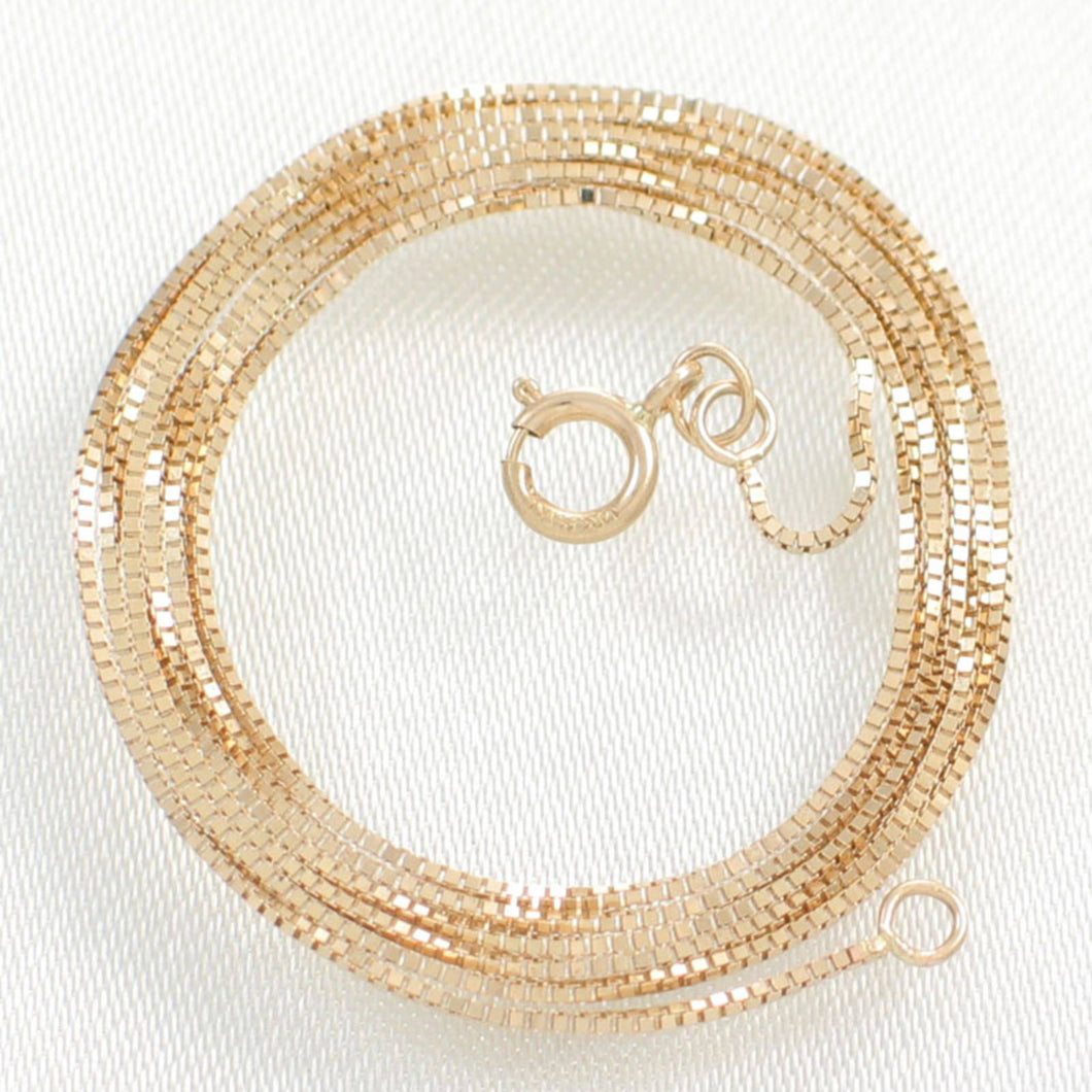 14k Yellow Gold 0.6mm Classic Box Chain Necklace (16” or 18”)