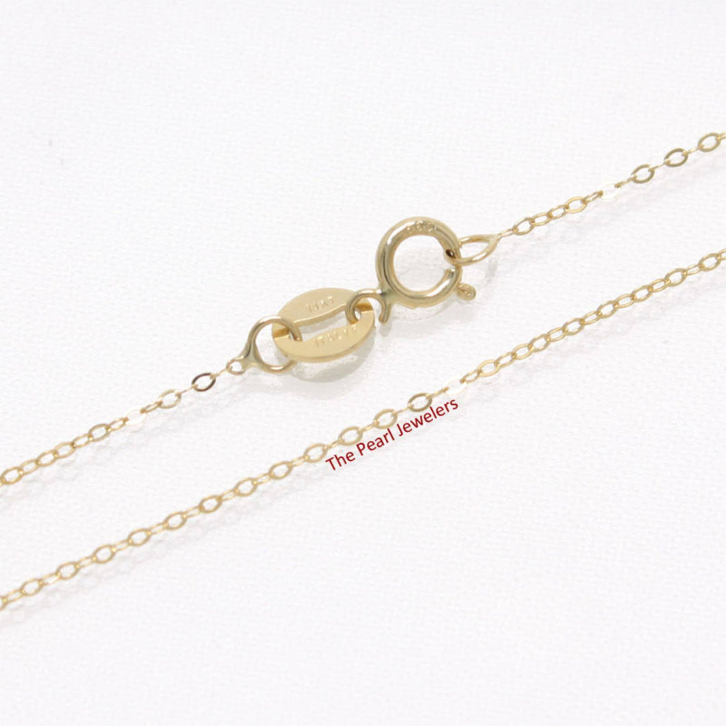 14k Yellow Gold 0.9mm Flat Round Cable Chain Necklace