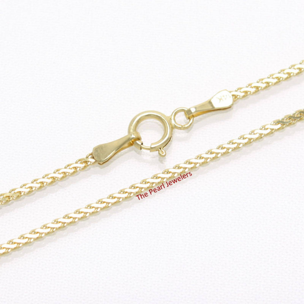 14k Yellow Gold 1.2mm Flat Wheat Chain Necklace (16” or 18”)