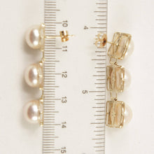 Load image into Gallery viewer, 14K Yellow Gold Peach Pearl Dangle Earrings (Triple 9–10mm)