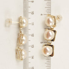 Load image into Gallery viewer, 14K Yellow Gold Peach Pearl Dangle Earrings (Triple 9–10mm)