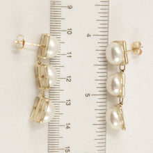 Load image into Gallery viewer, 14K Yellow Gold White Pearl Dangle Earrings (Triple 9–10mm)