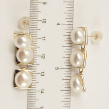 Load image into Gallery viewer, 14K Yellow Gold White Pearl Dangle Earrings (Triple 9–10mm)