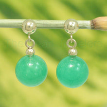 Load image into Gallery viewer, 14K Yellow Gold Ball Dangle Green Jade Bead Stud Earrings
