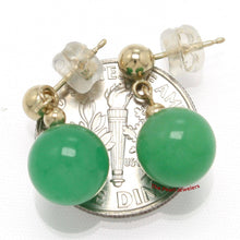 Load image into Gallery viewer, 14K Yellow Gold Ball Dangle Green Jade Bead Stud Earrings