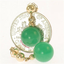 Load image into Gallery viewer, 14K Yellow Gold Ball Dangle Green Jade Bead Stud Earrings