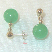 Load image into Gallery viewer, 14K Yellow Gold Ball Dangle Green Jade Bead Stud Earrings