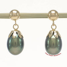 Load image into Gallery viewer, 14K Yellow Gold Black Pearl Dangle Earrings with Claws