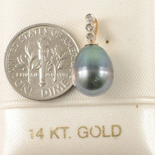 Load image into Gallery viewer, 14k Yellow Gold Baroque Black Tahitian Pearl &amp; Diamond Pendant