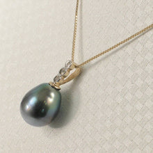 Load image into Gallery viewer, 14k Yellow Gold Baroque Black Tahitian Pearl &amp; Diamond Pendant