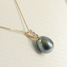 Load image into Gallery viewer, 14k Yellow Gold Baroque Black Tahitian Pearl &amp; Diamond Pendant