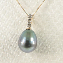 Load image into Gallery viewer, 14k Yellow Gold Baroque Black Tahitian Pearl &amp; Diamond Pendant