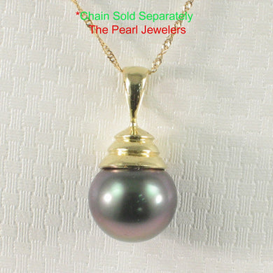 14k Yellow Gold Bell-Bale Black Tahitian Pearl Pendant