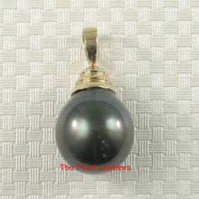 Load image into Gallery viewer, 14k Yellow Gold Bell-Style Black Tahitian Pearl Pendant