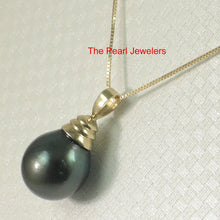 Load image into Gallery viewer, 14k Yellow Gold Bell-Style Black Tahitian Pearl Pendant