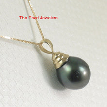 Load image into Gallery viewer, 14k Yellow Gold Bell-Style Black Tahitian Pearl Pendant