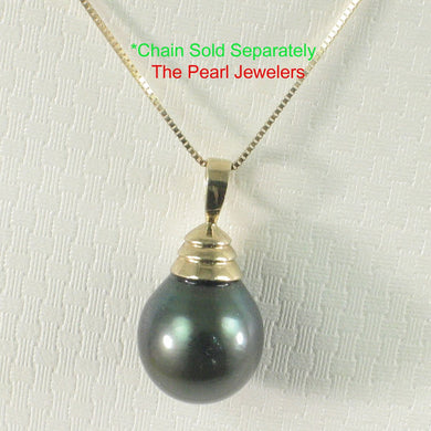 14k Yellow Gold Bell-Style Black Tahitian Pearl Pendant