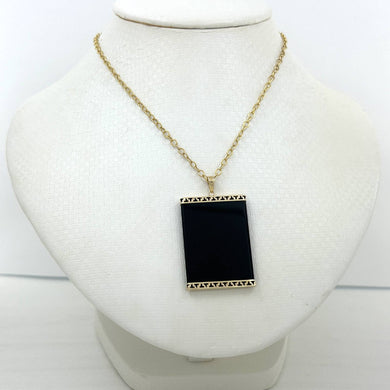 14k Yellow Gold Large Black Onyx Board Pendant