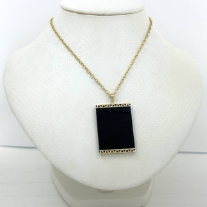 14k Yellow Gold Large Black Onyx Board Pendant
