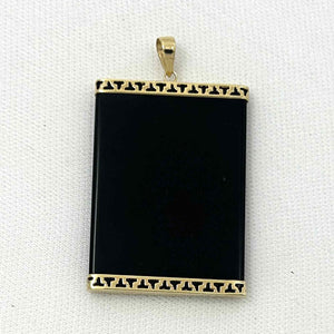 14k Yellow Gold Large Black Onyx Board Pendant