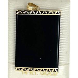 14k Yellow Gold Large Black Onyx Board Pendant