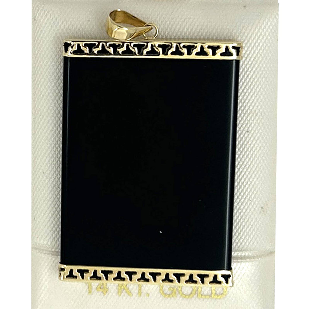 14k Yellow Gold Large Black Onyx Board Pendant