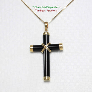 14k Yellow Gold Black Onyx Cross Pendant