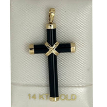Load image into Gallery viewer, 14k Yellow Gold Black Onyx Cross Pendant