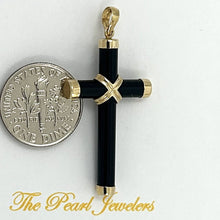 Load image into Gallery viewer, 14k Yellow Gold Black Onyx Cross Pendant