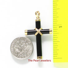 Load image into Gallery viewer, 14k Yellow Gold Black Onyx Cross Pendant