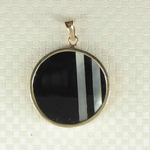 14k Yellow Gold Black Onyx & Mother of Pearl Pendant