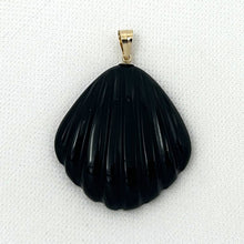 Load image into Gallery viewer, 14k Solid Yellow Gold Black Onyx Shell Pendant Necklace