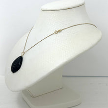 Load image into Gallery viewer, 14k Solid Yellow Gold Black Onyx Shell Pendant Necklace