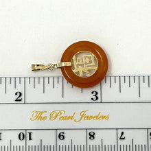 Load image into Gallery viewer, 14kt Solid Yellow Gold Blessing Donut Orange Jade Pendant Necklace
