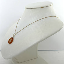 Load image into Gallery viewer, 14kt Solid Yellow Gold Blessing Donut Orange Jade Pendant Necklace