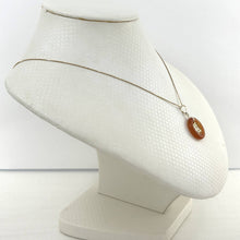 Load image into Gallery viewer, 14kt Solid Yellow Gold Blessing Donut Orange Jade Pendant Necklace