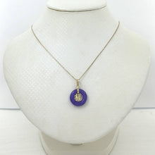 Load image into Gallery viewer, 14kt Solid Yellow Gold Blessing Donut Purple Jade Pendant Necklace