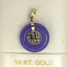 Load image into Gallery viewer, 14kt Solid Yellow Gold Blessing Donut Purple Jade Pendant Necklace