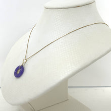 Load image into Gallery viewer, 14kt Solid Yellow Gold Blessing Donut Purple Jade Pendant Necklace