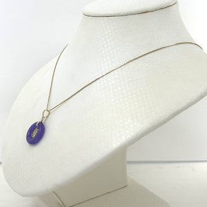 14kt Solid Yellow Gold Blessing Donut Purple Jade Pendant Necklace
