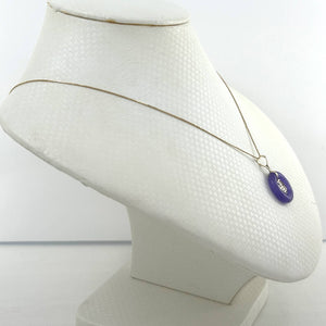 14kt Solid Yellow Gold Blessing Donut Purple Jade Pendant Necklace