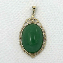 Load image into Gallery viewer, 14k Yellow Gold Cabochon Cut Green Jade Pendant Necklace